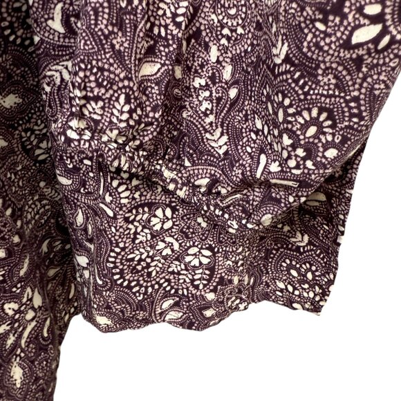 J.JILL Tunic Top Plus Size 2X Womens Blouse Burgundy Plum FloralRayon Long Sleev - Picture 7 of 8